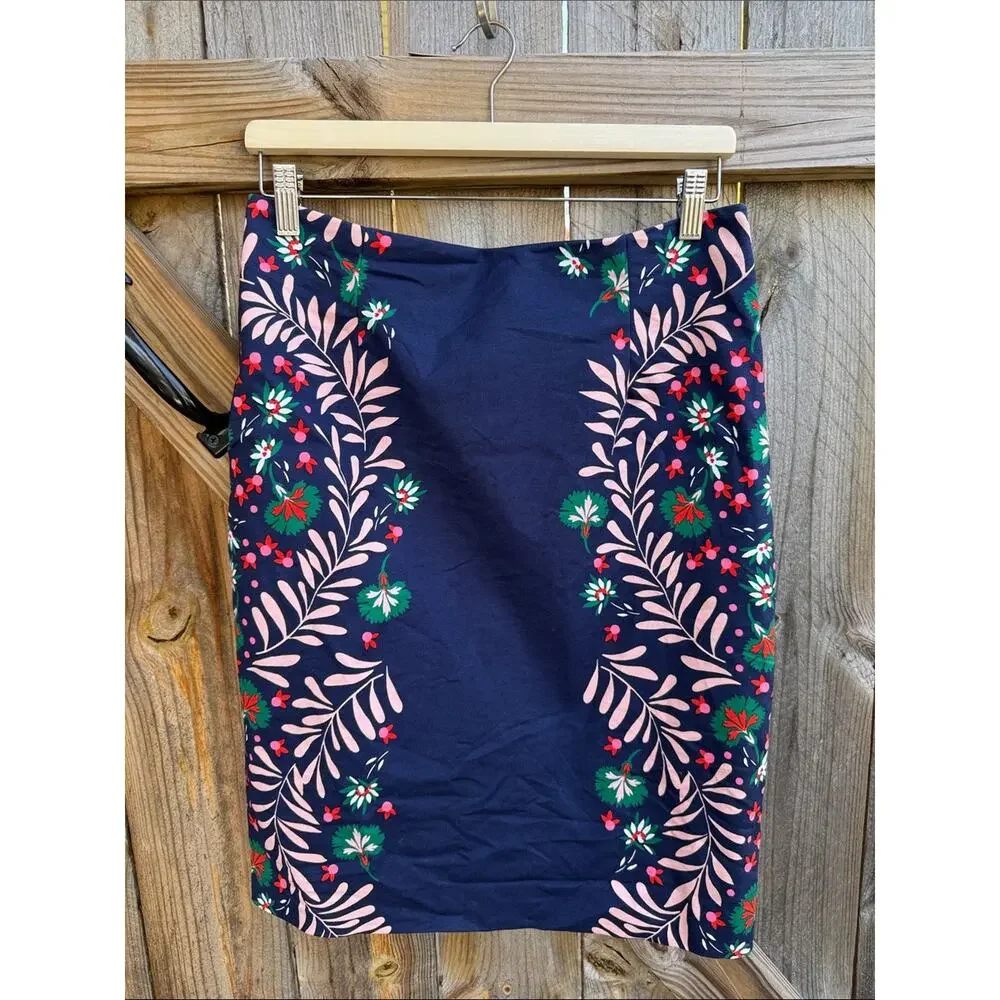 Boden Richmond Pencil Skirt 8 Petite Blue Pink